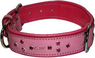 Pink Bridle Leather Dog Collar